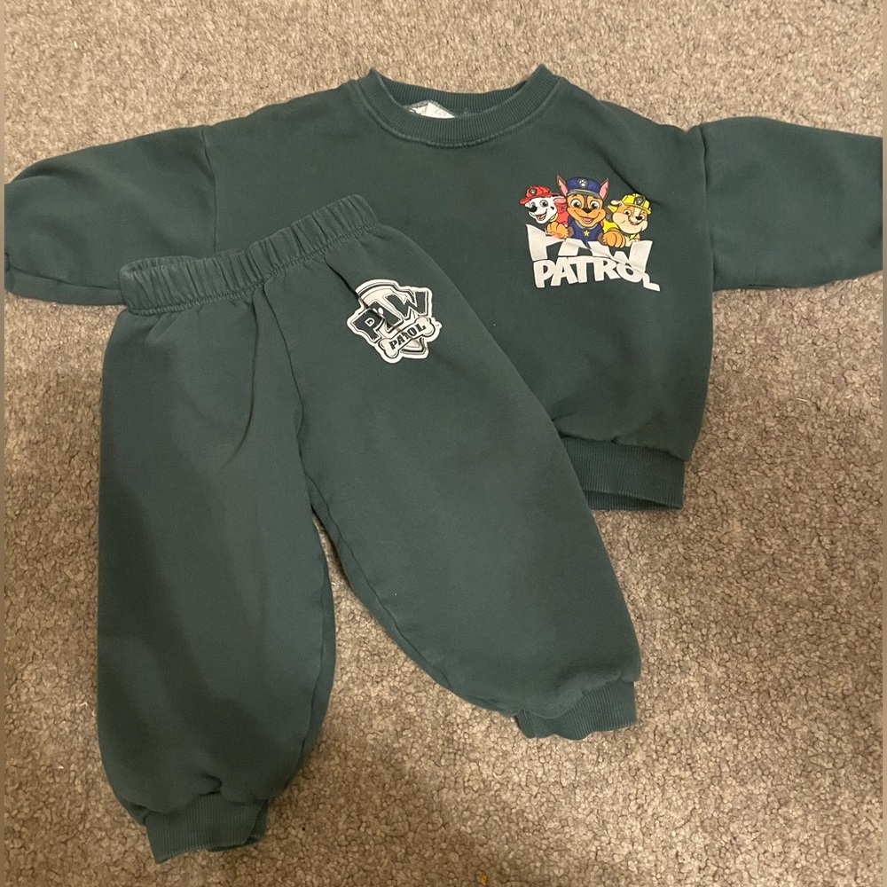 ZARA Paw Patrol Kids Green Sweatshirt and Pants Set